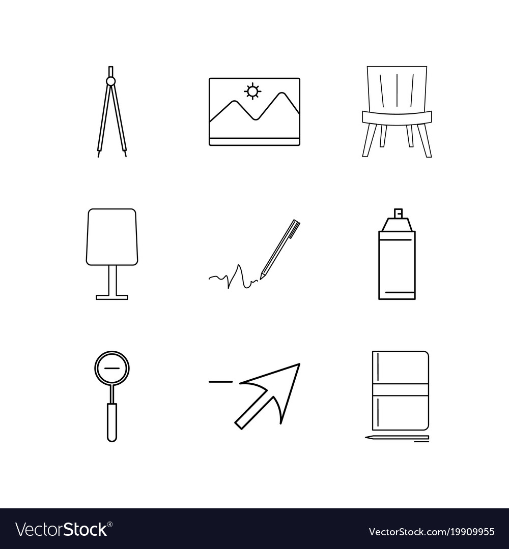 Design elements linear icon set simple outline