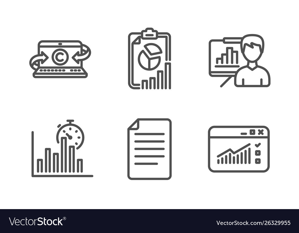 File report and copywriting notebook icons set
