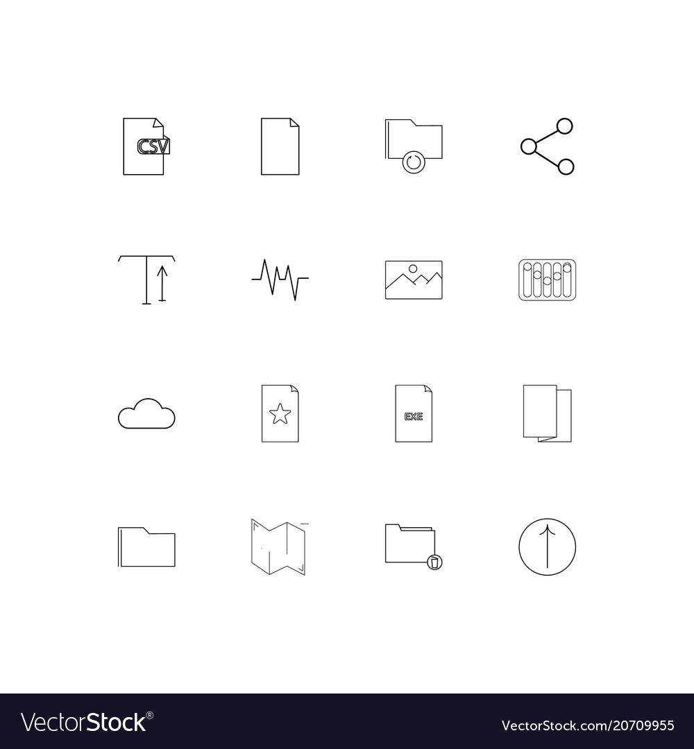 Files and folders sign simple linear icons set