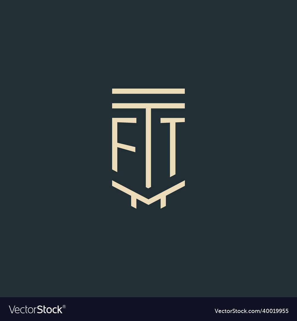 Ft initial monogram with simple line art pillar