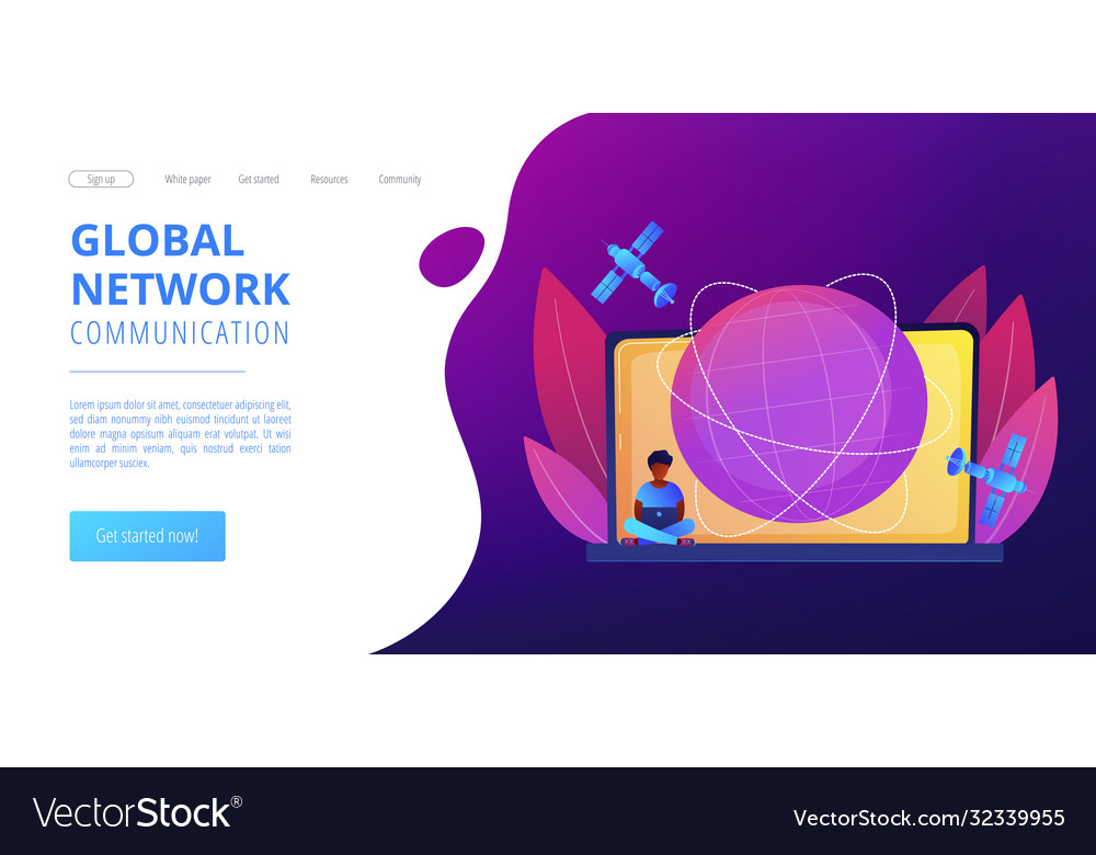 Global web connection concept landing page vector image Global web connection concept landing page