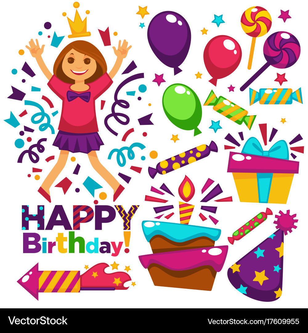 Happy birthday greeting card design Royalty Free Vector