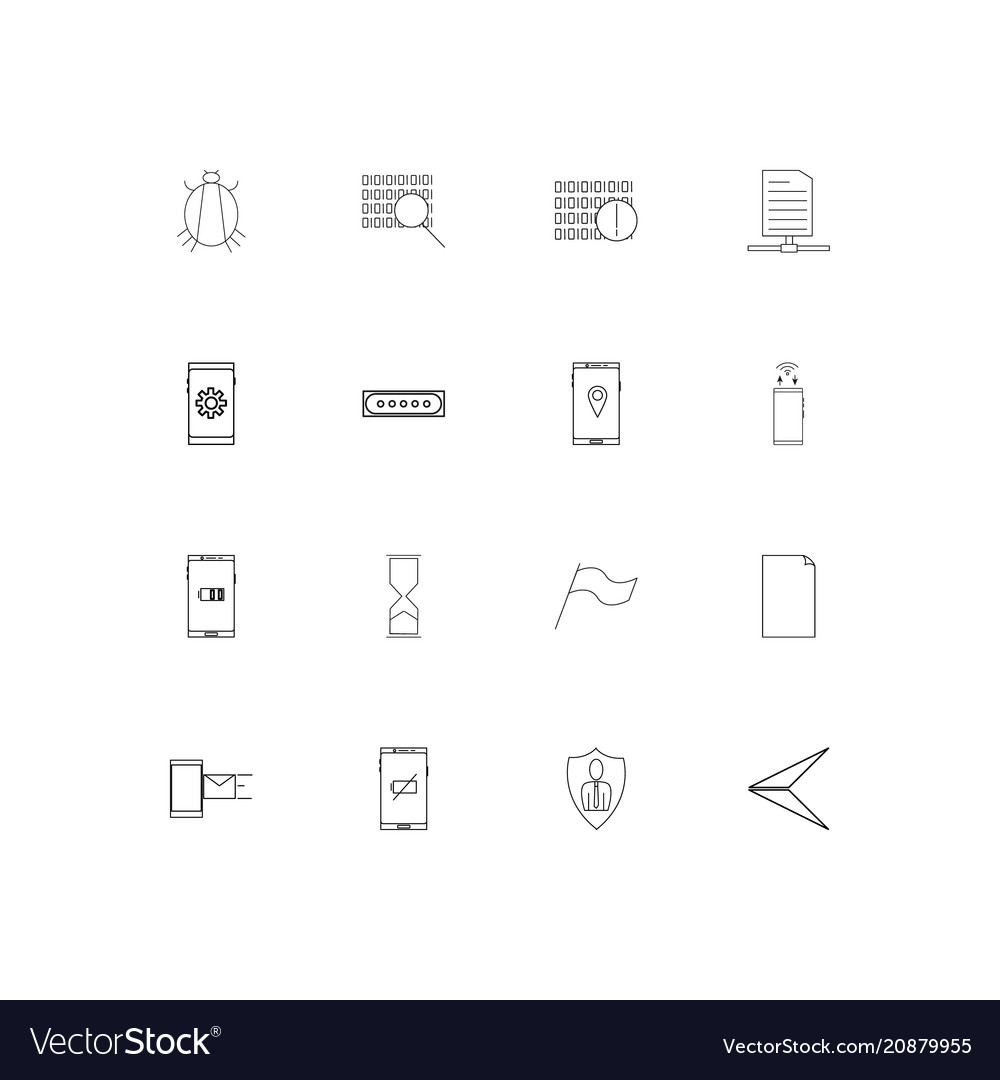Internet technologies linear thin icons set