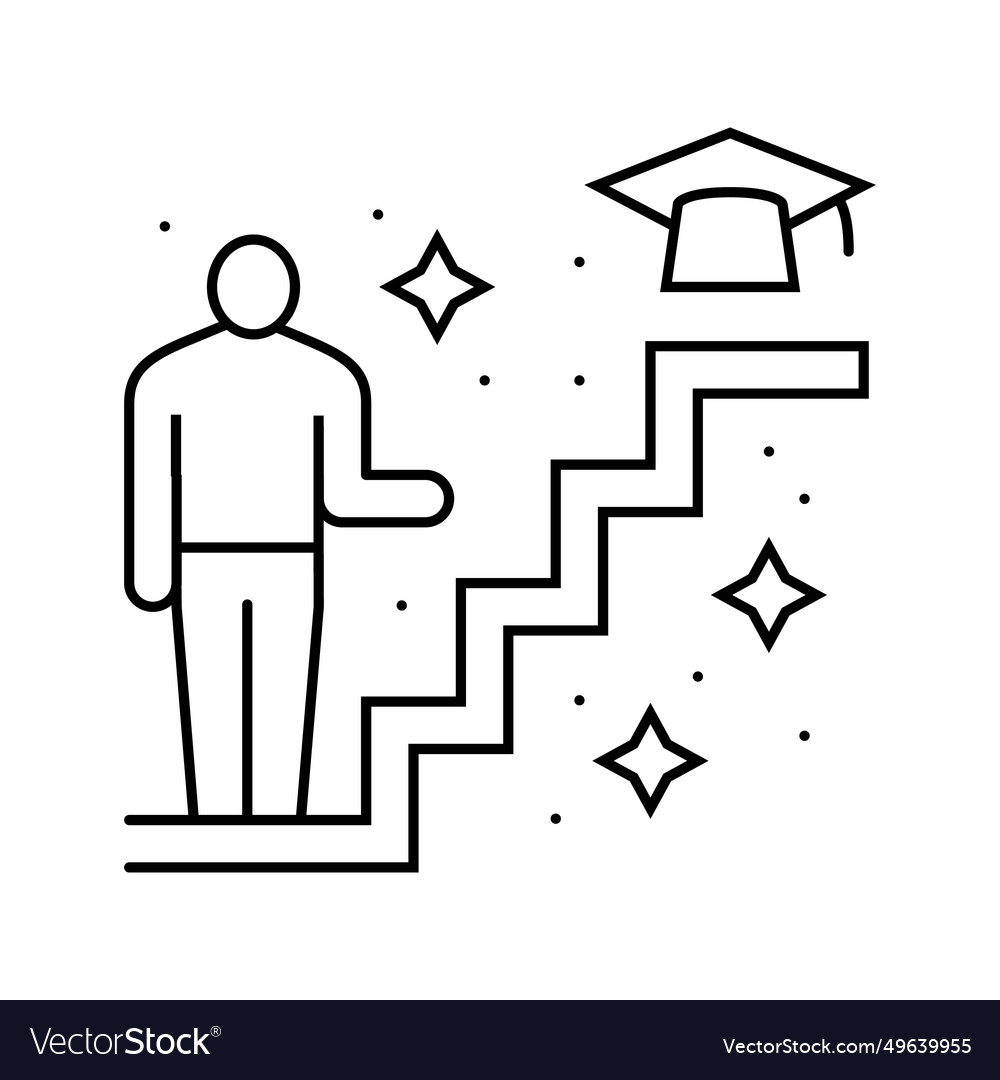 Learning path online platform line icon