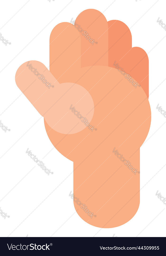 Left palm hand on a white background