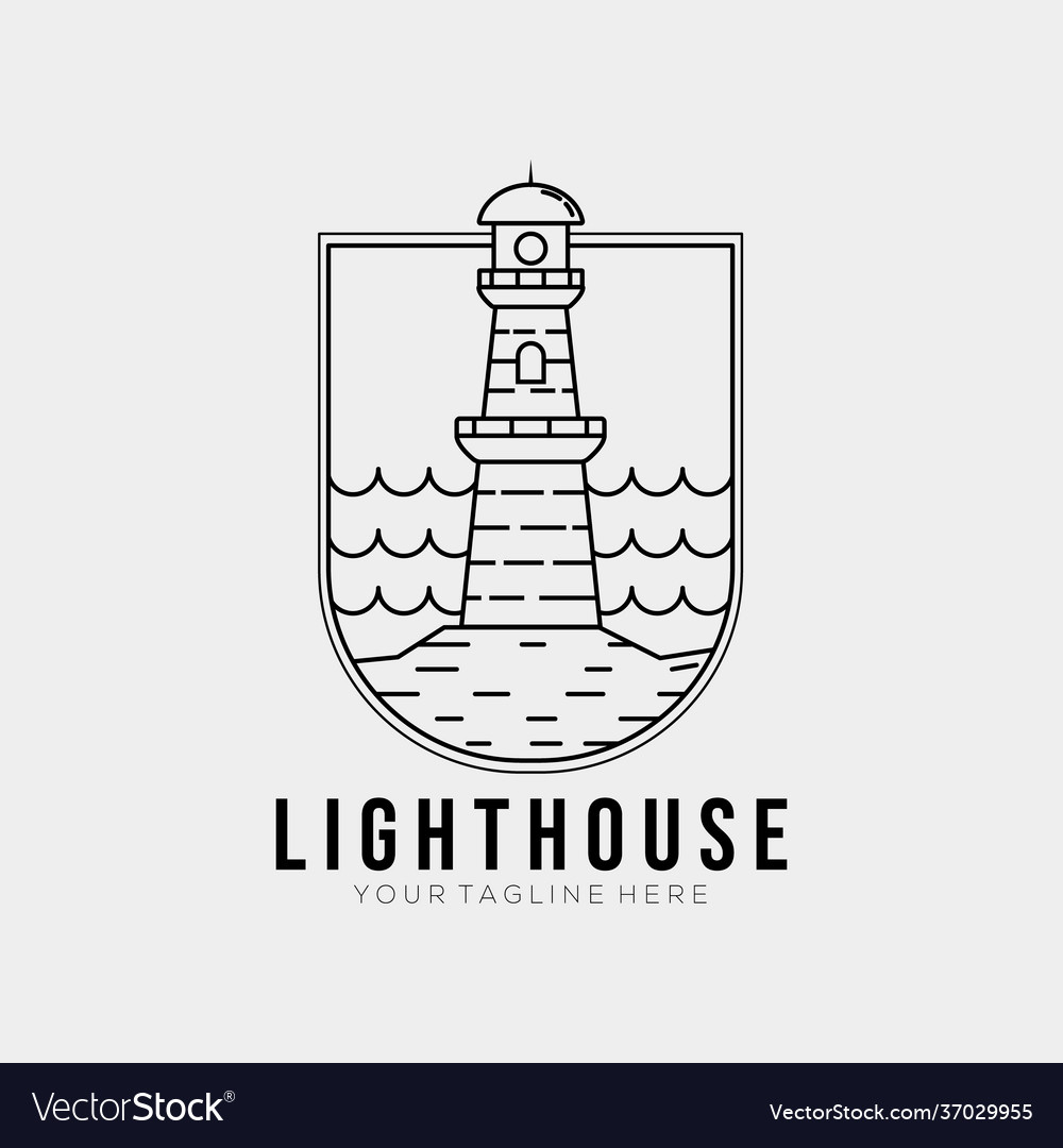 Minimalistische Ozean Leuchtturm Linie Kunst Logo