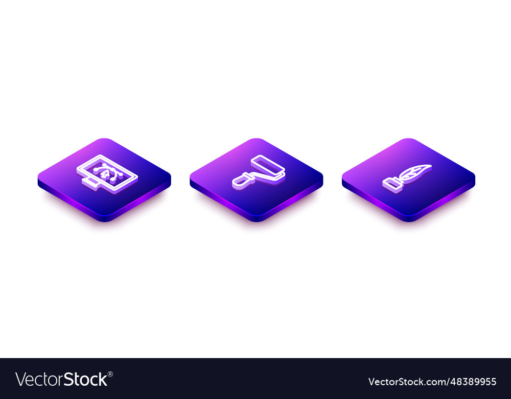 Set isometric line computer with design program vector image Set isometric line computer with design program