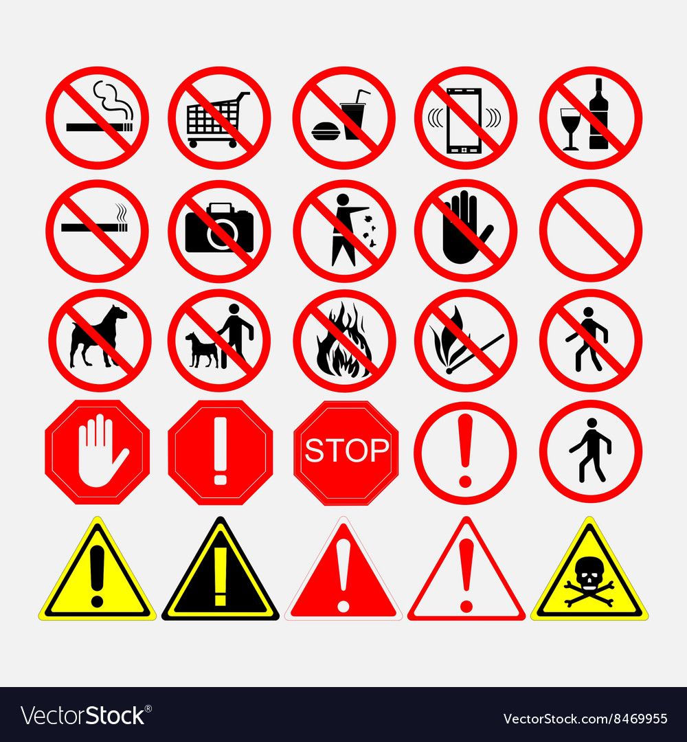 Set of road signs warning or prohibiting Vector Image