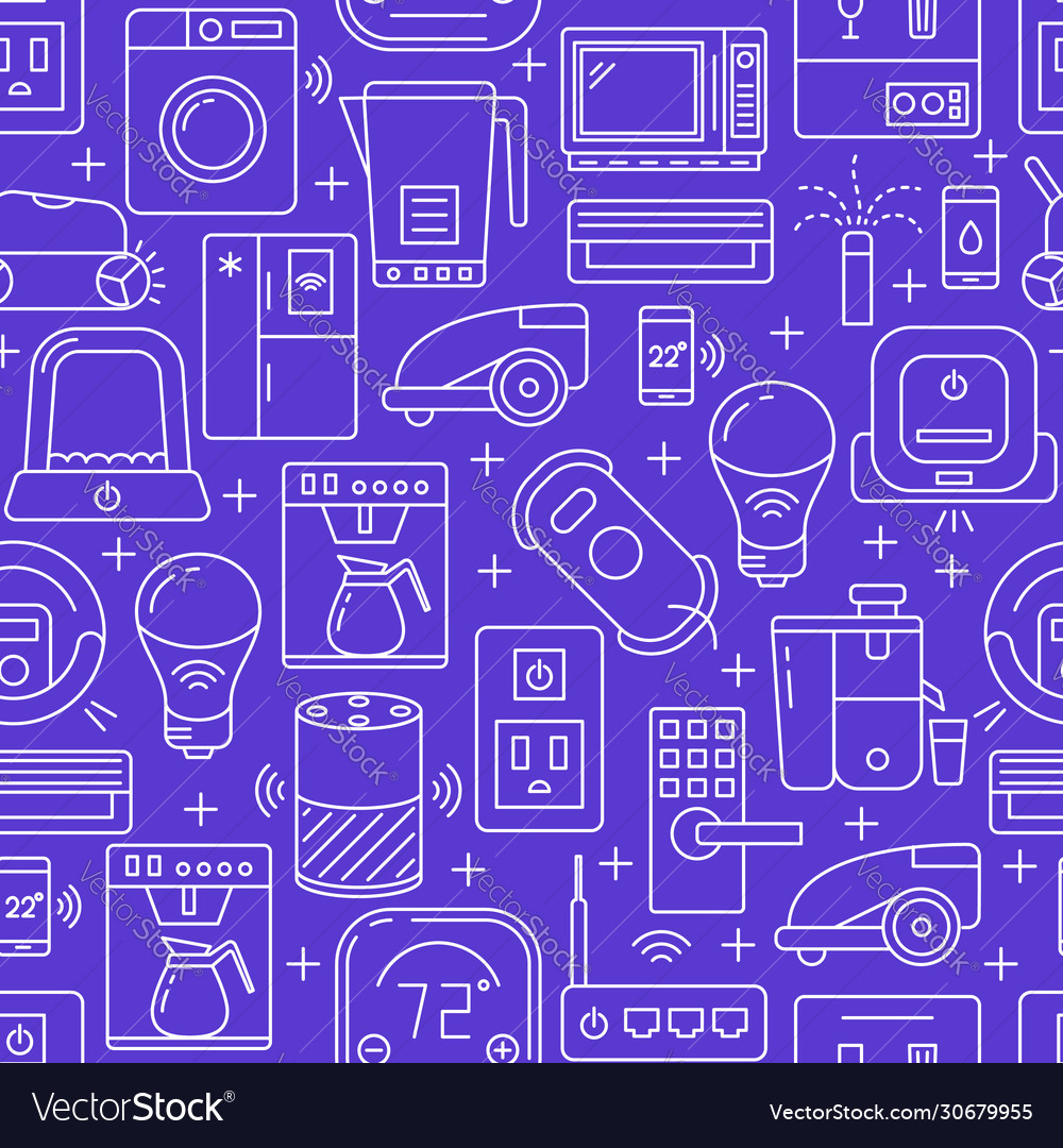 Smart home seamless pattern in line style vector image Smart home seamless pattern in line style