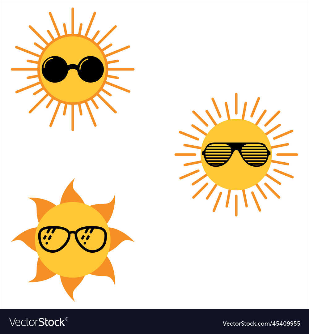 Sun with glasses Royalty Free Vector Image - VectorStock