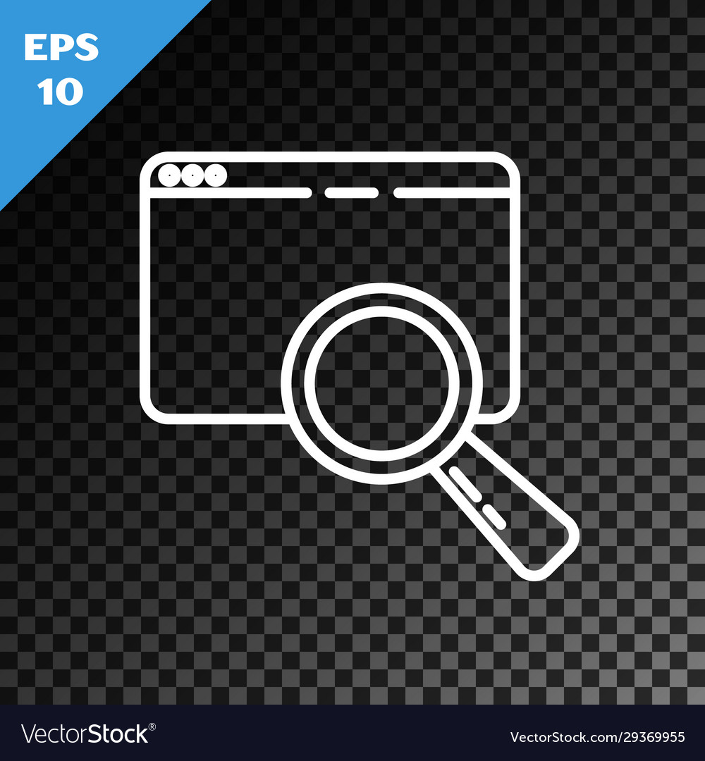White line search in a browser window icon vector image White line search in a browser window icon