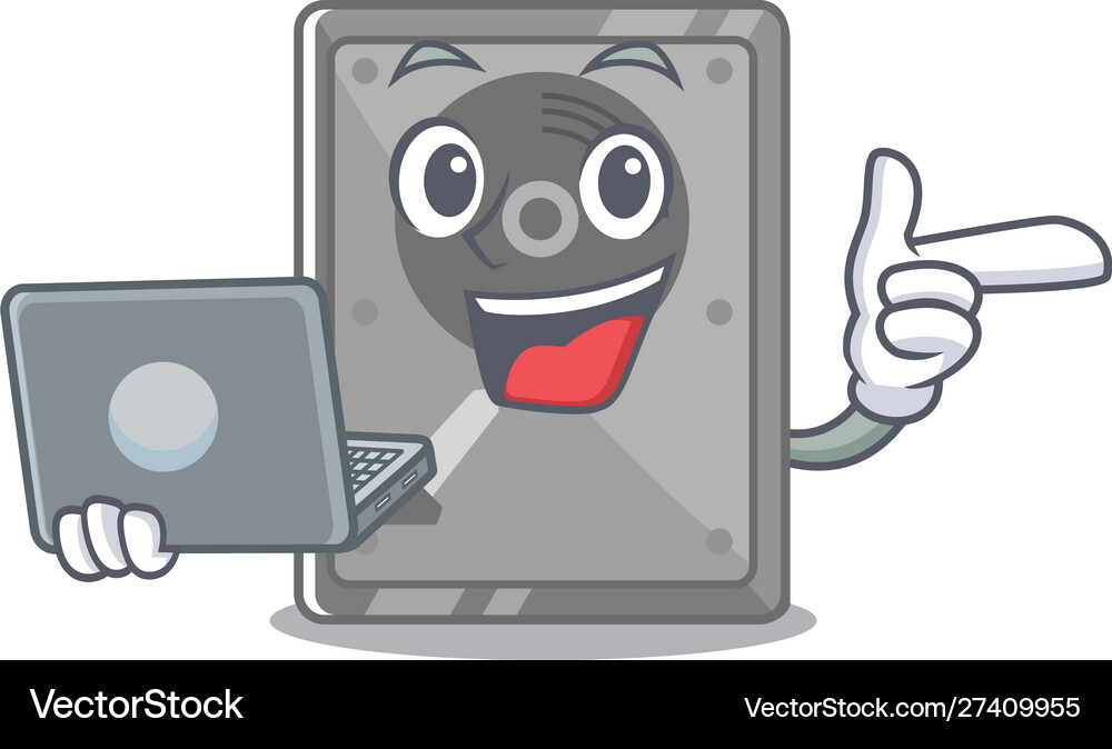 With laptop hard drive internal on character Vector Image