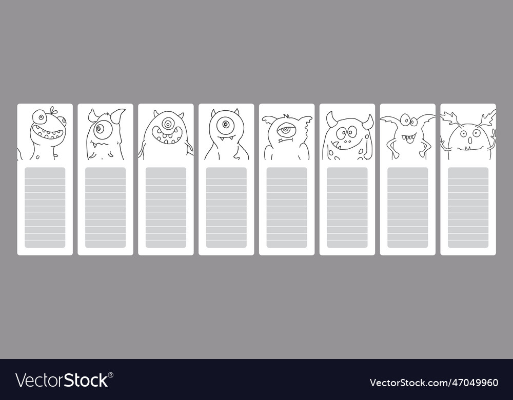 Bookmarks with cute monster set cartoon monsters