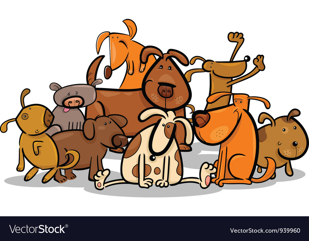 Cartoon Group of Cute Dogs Royalty Free Vector Image