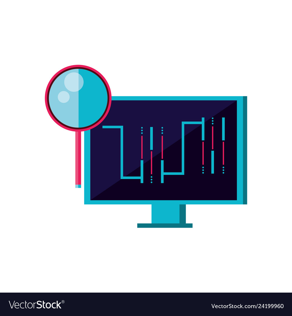 Computer monitor with circuit and magnifying glass