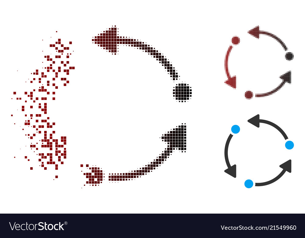 Decomposed pixel halftone rotate icon Vector Image Decomposed pixel halftone rotate icon