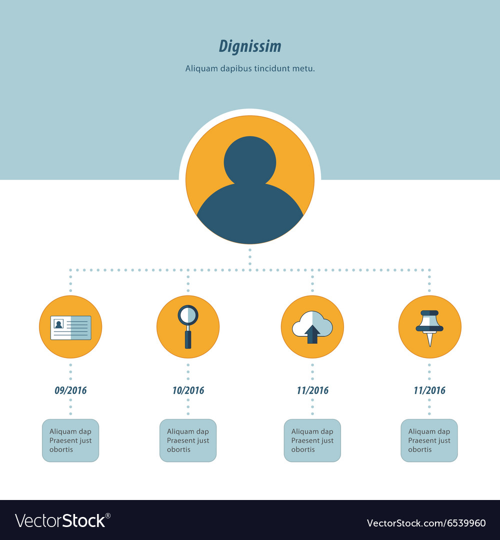 Design timeline infographic blue and yellow