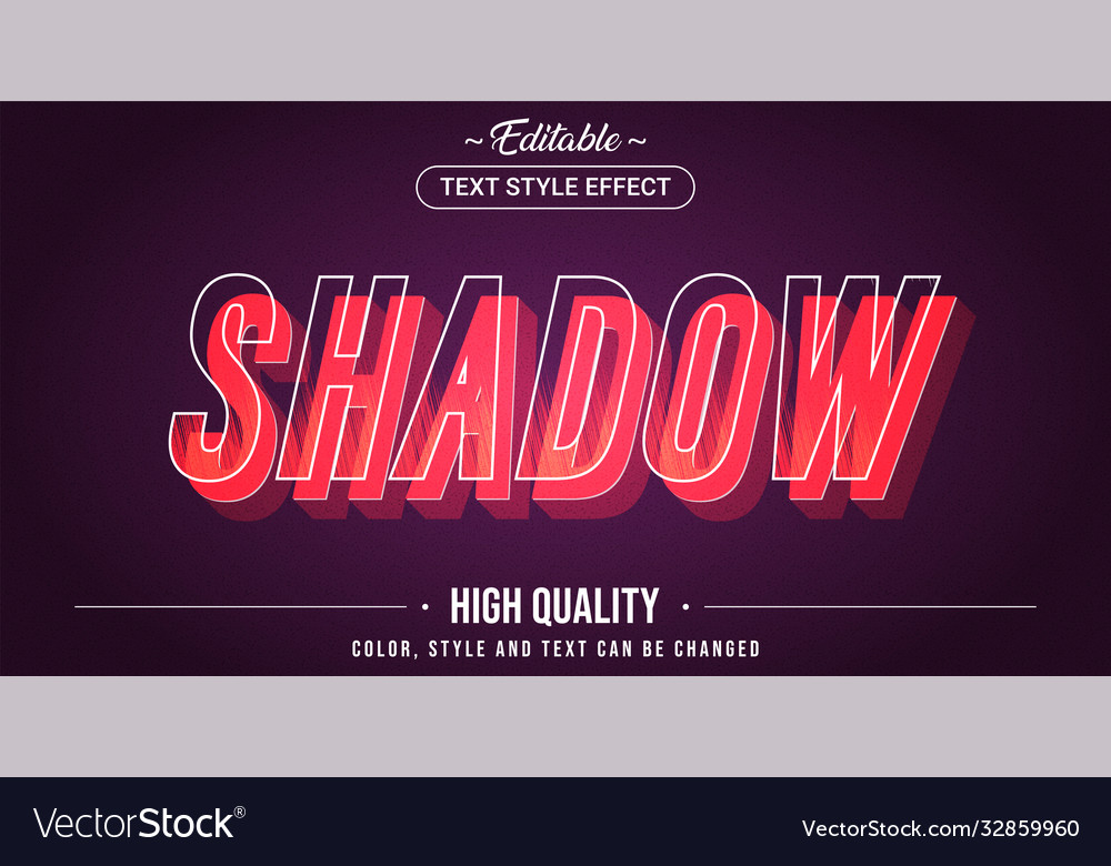 Editable text style effect - shadow theme Vector Image