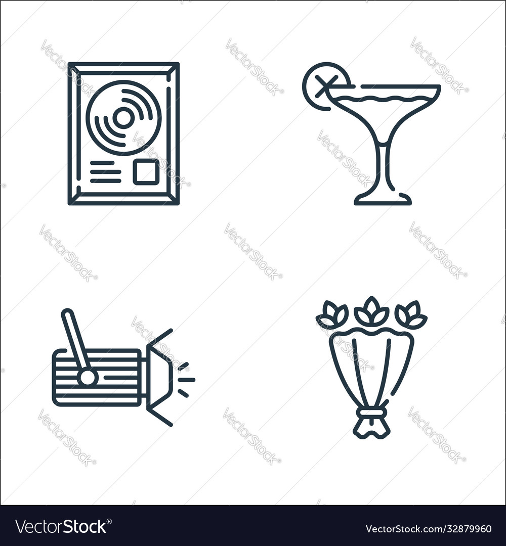 Fame line icons linear set quality vector image Fame line icons linear set quality