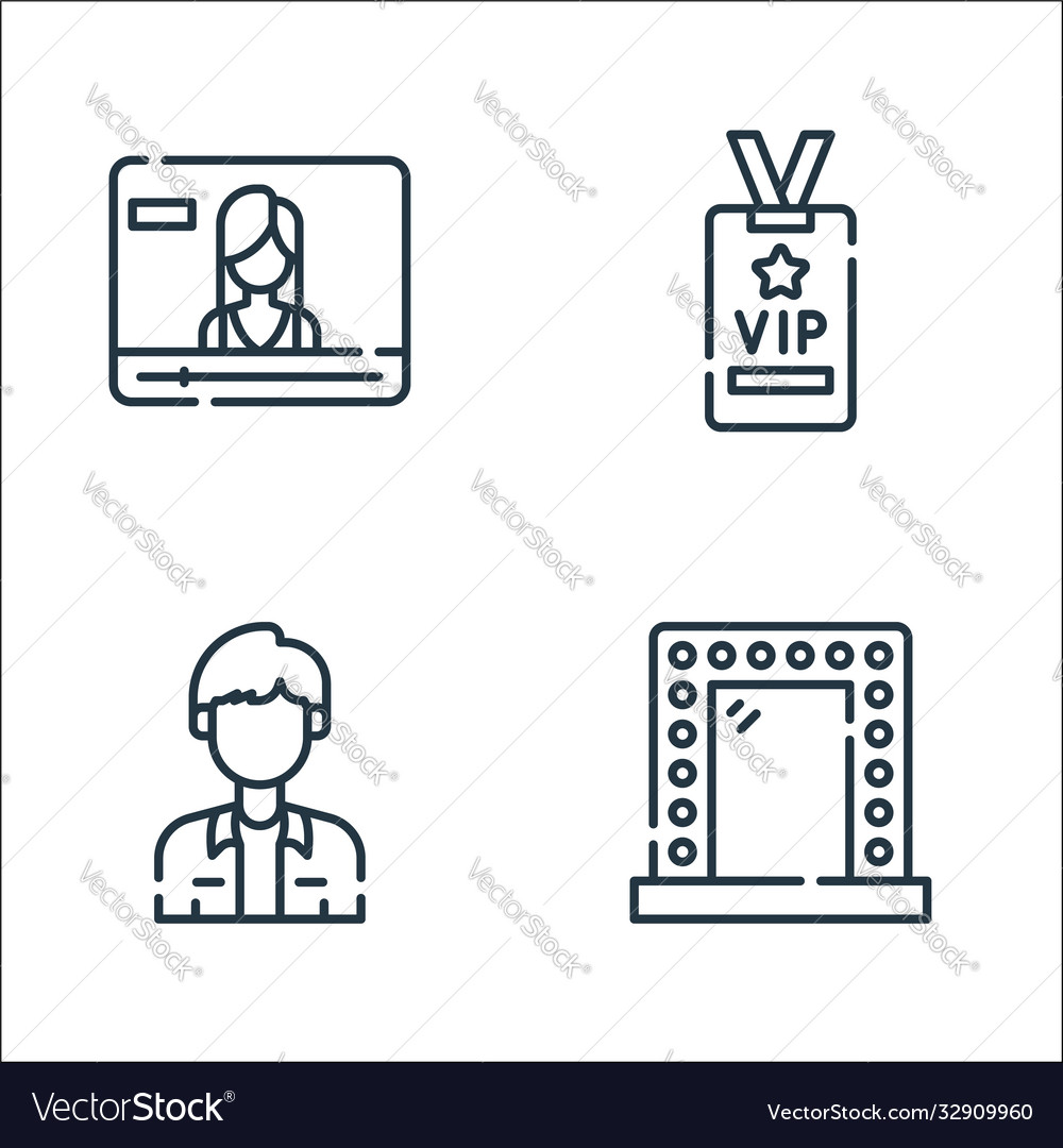 Fame line icons linear set quality vector image Fame line icons linear set quality