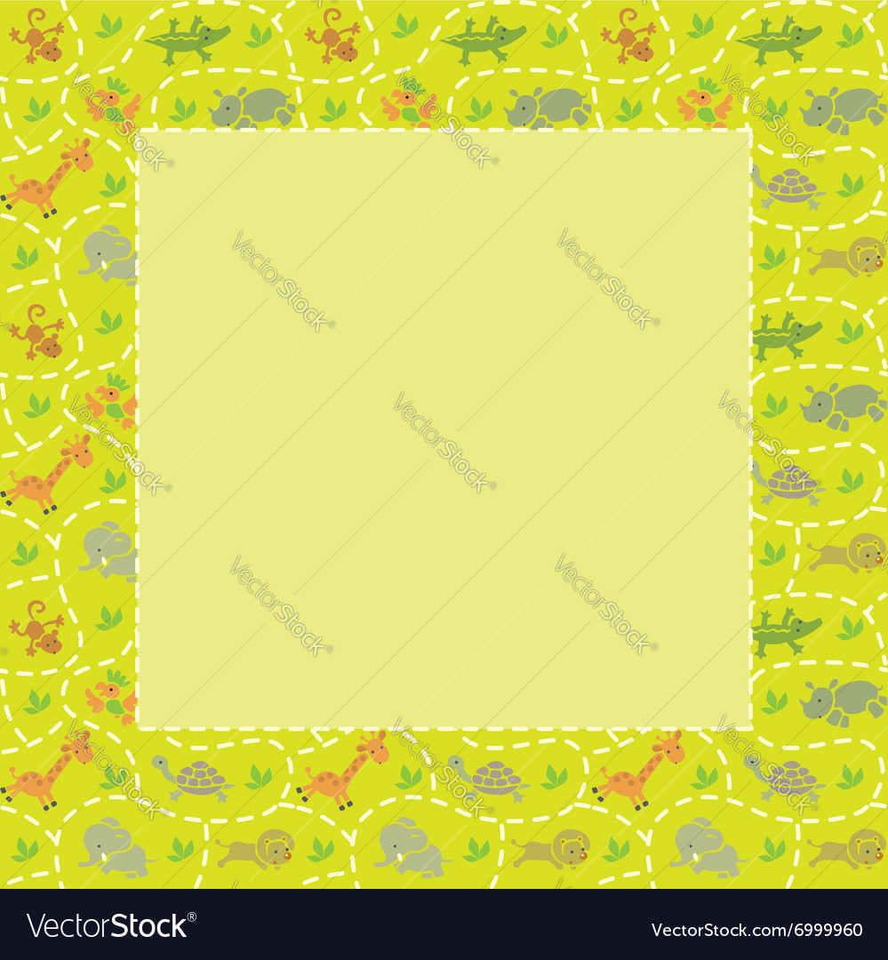 Frame with seamless pattern of funny animals