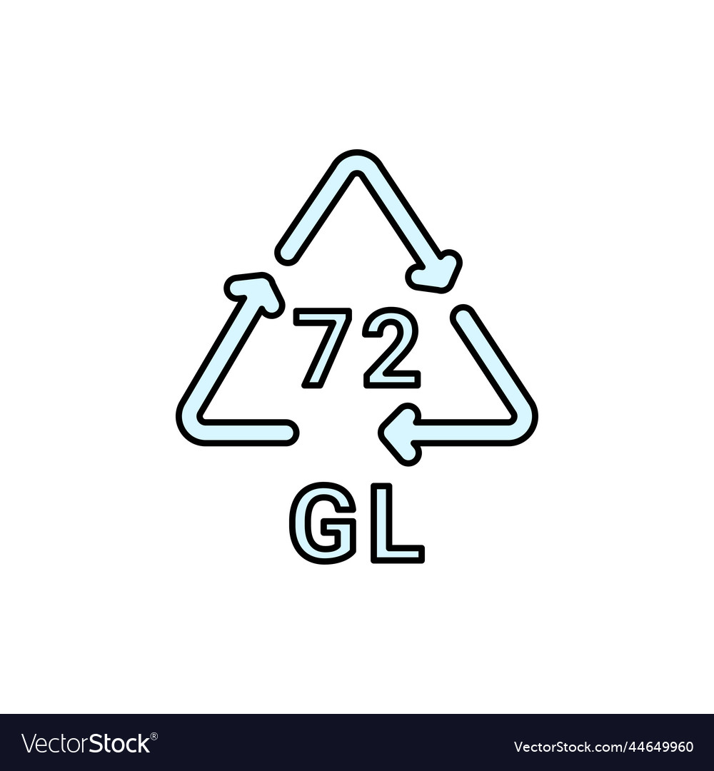 Glass recycling code gl 72 line icon consumption Vector Image