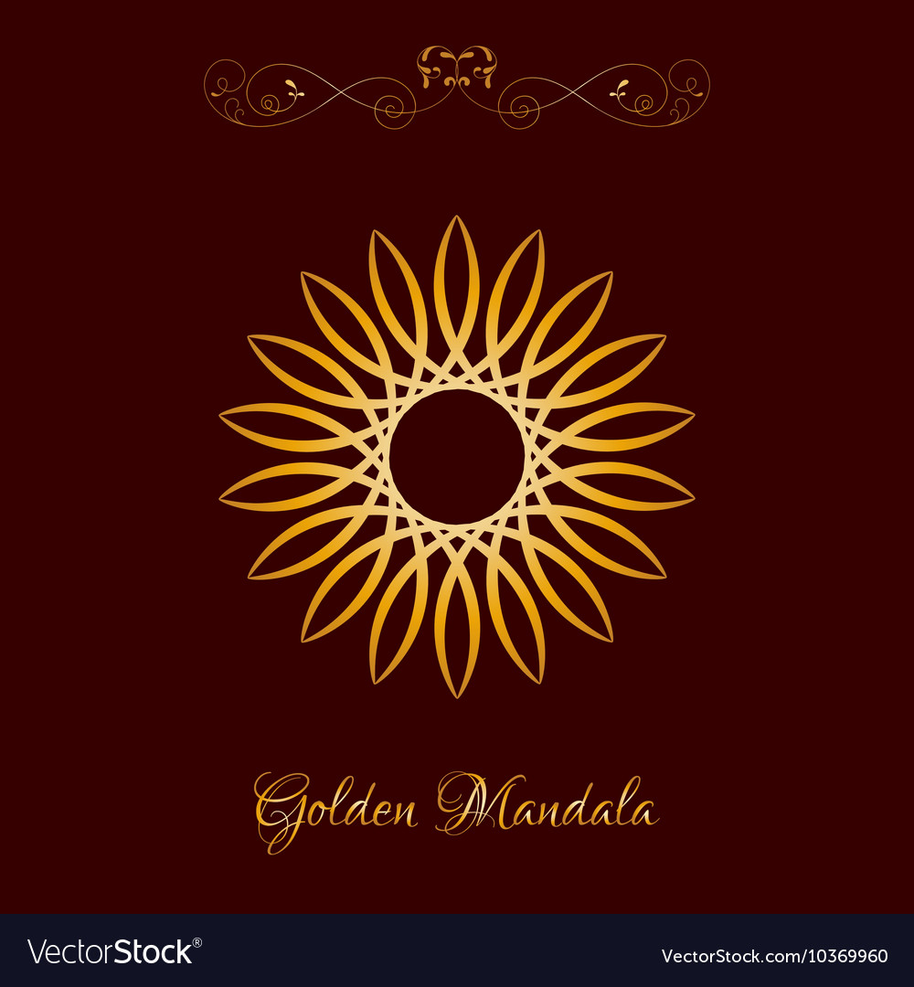 Gold color sun mandala over dark brown