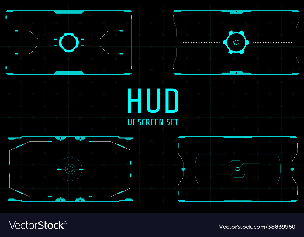 Hud abstract futuristic ui screen set vector image Hud abstract futuristic ui screen set