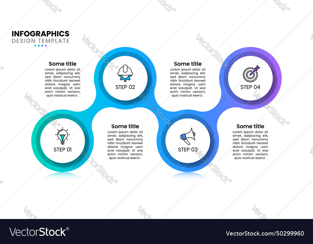 Infographic template linked circles with 4 steps vector image Infographic template linked circles with 4 steps