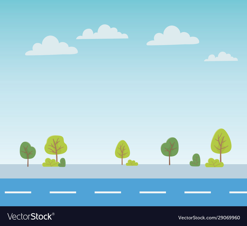 Landscape street trees bush foliage sky design