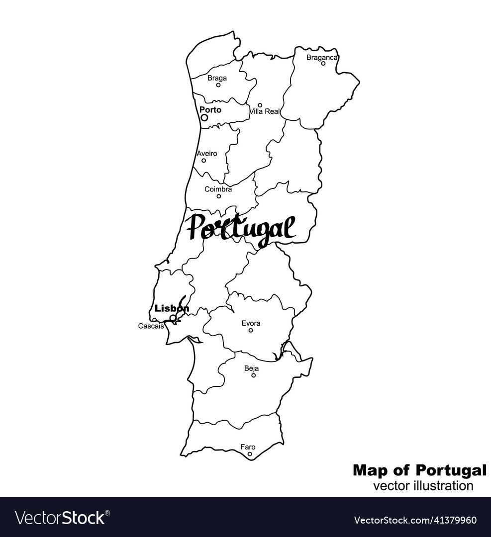 Map of portugal Royalty Free Vector Image - VectorStock