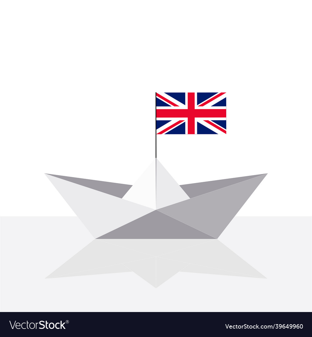 Origami paper ship with uk flag