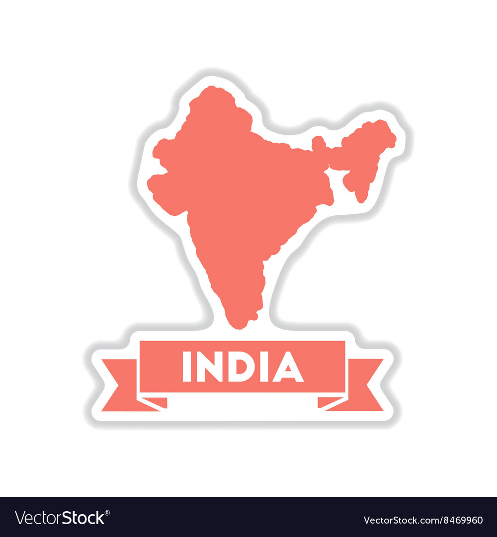 Paper sticker on white background india map Vector Image