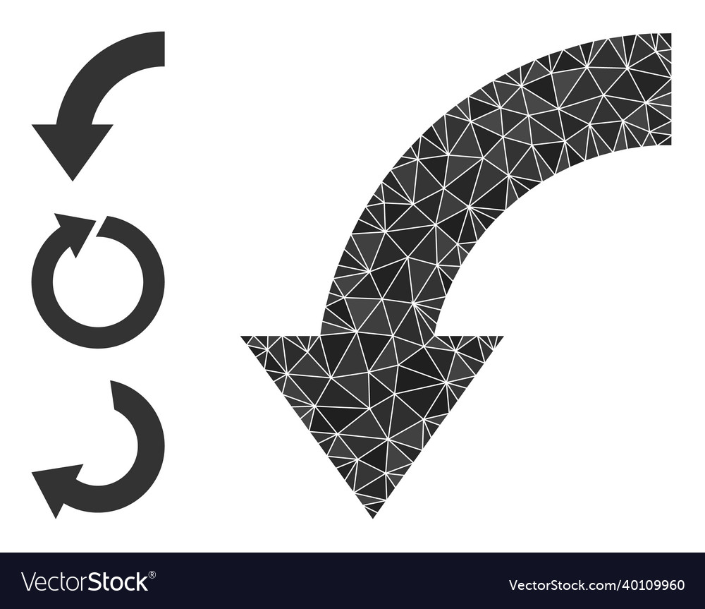 Polygonal rotate down icon with other icons vector image Polygonal rotate down icon with other icons