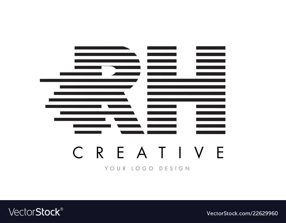 Rh r h zebra letter logo design with black