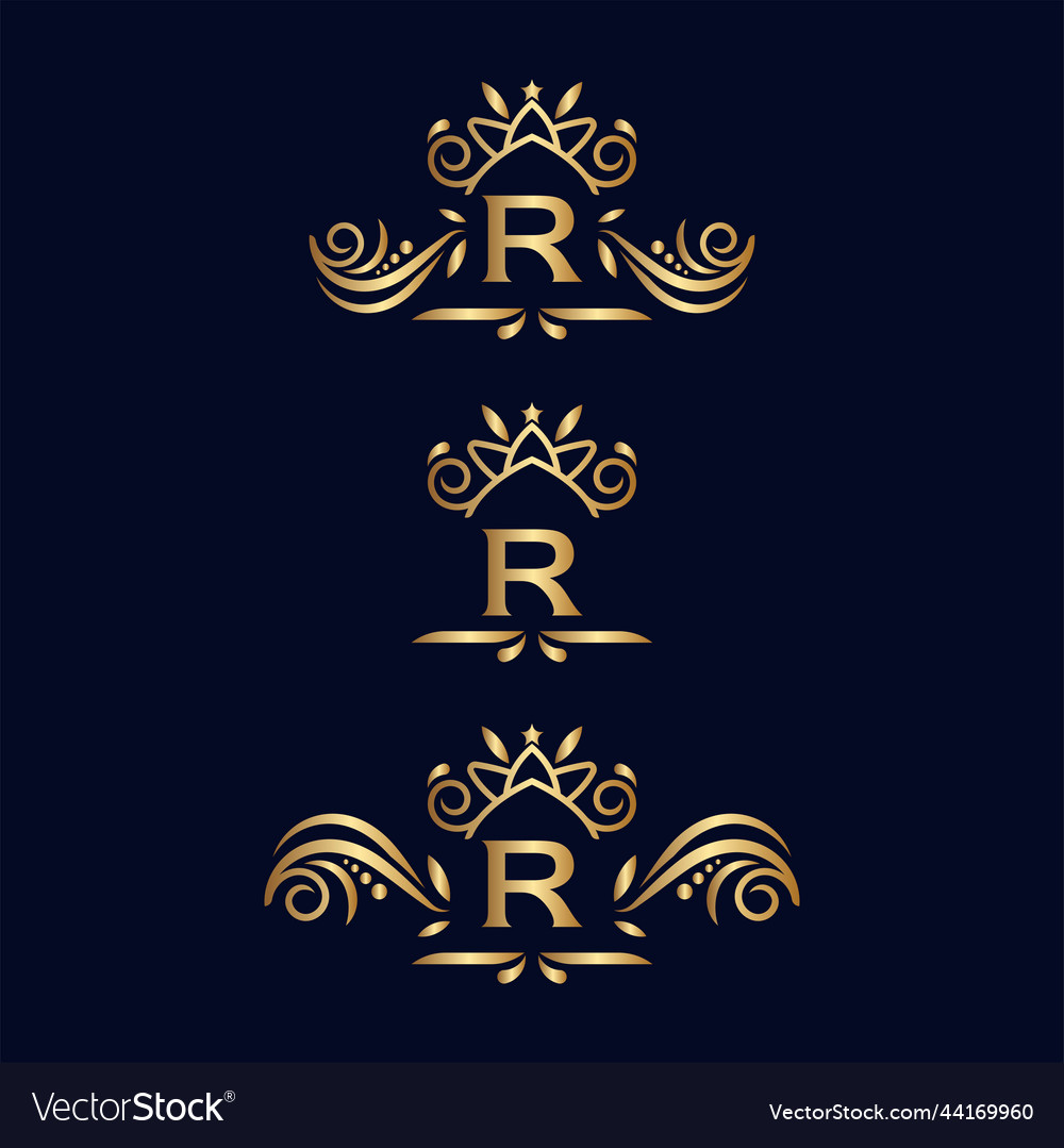 Royal luxury ornate logo letter r Royalty Free Vector Image