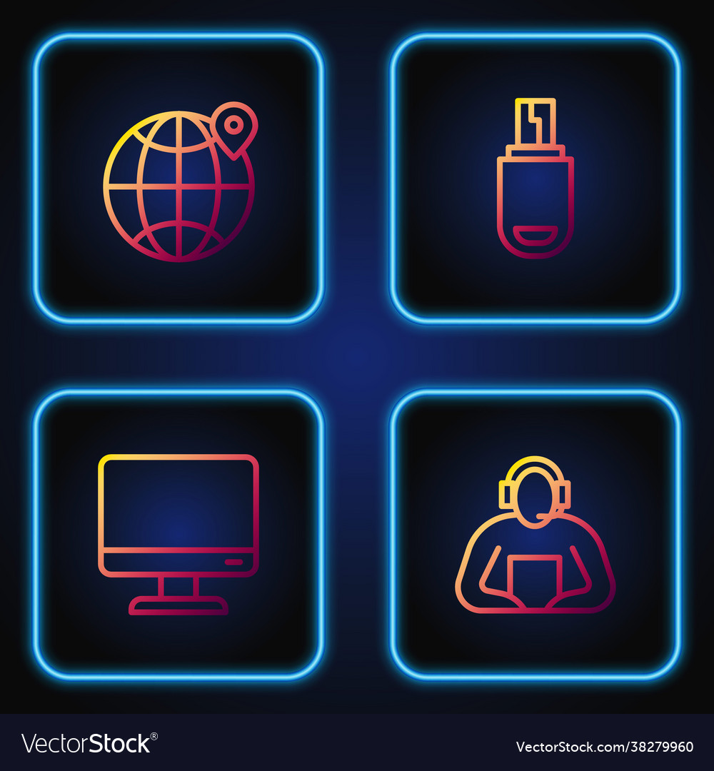 Set line student computer monitor screen