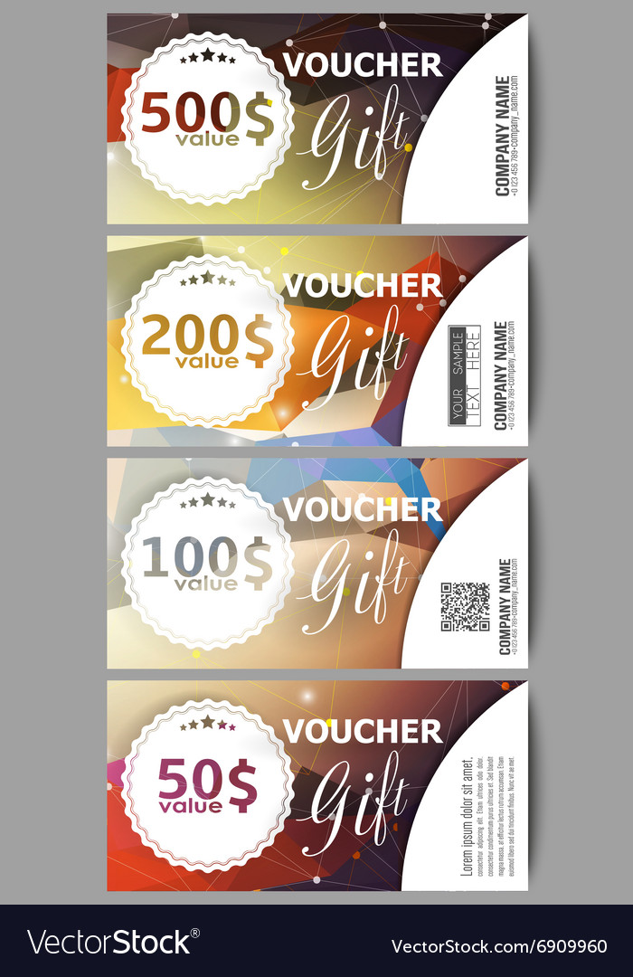 Set of modern gift voucher templates colorful Vector Image