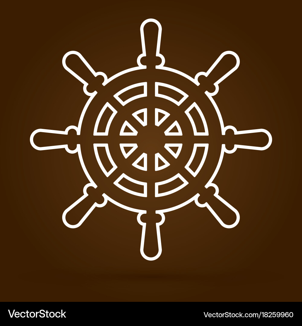 Ship steering wheel outline graphic Royalty Free Vector