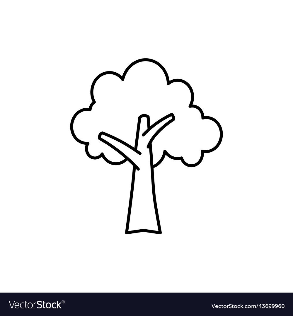 Tree line art icon design template