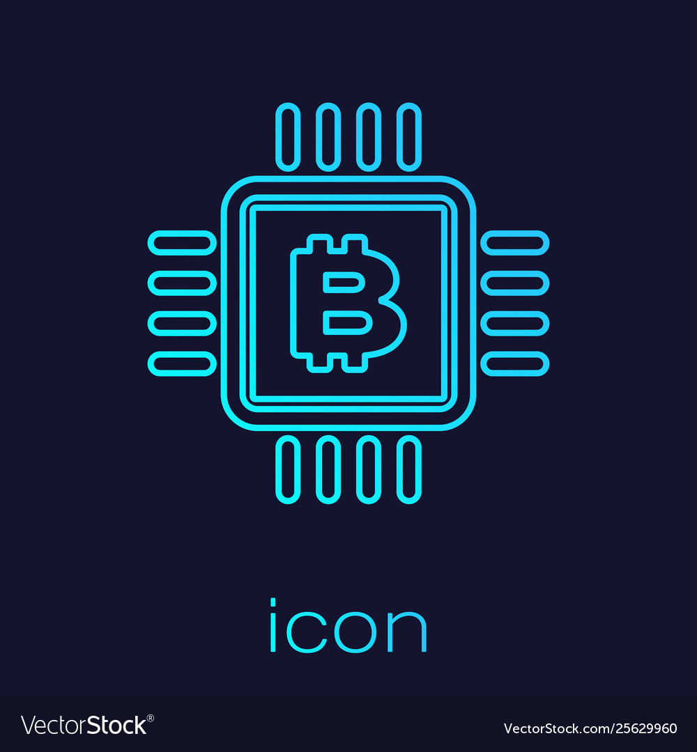 Turquoise cpu mining farm line icon isolated vector image Turquoise cpu mining farm line icon isolated