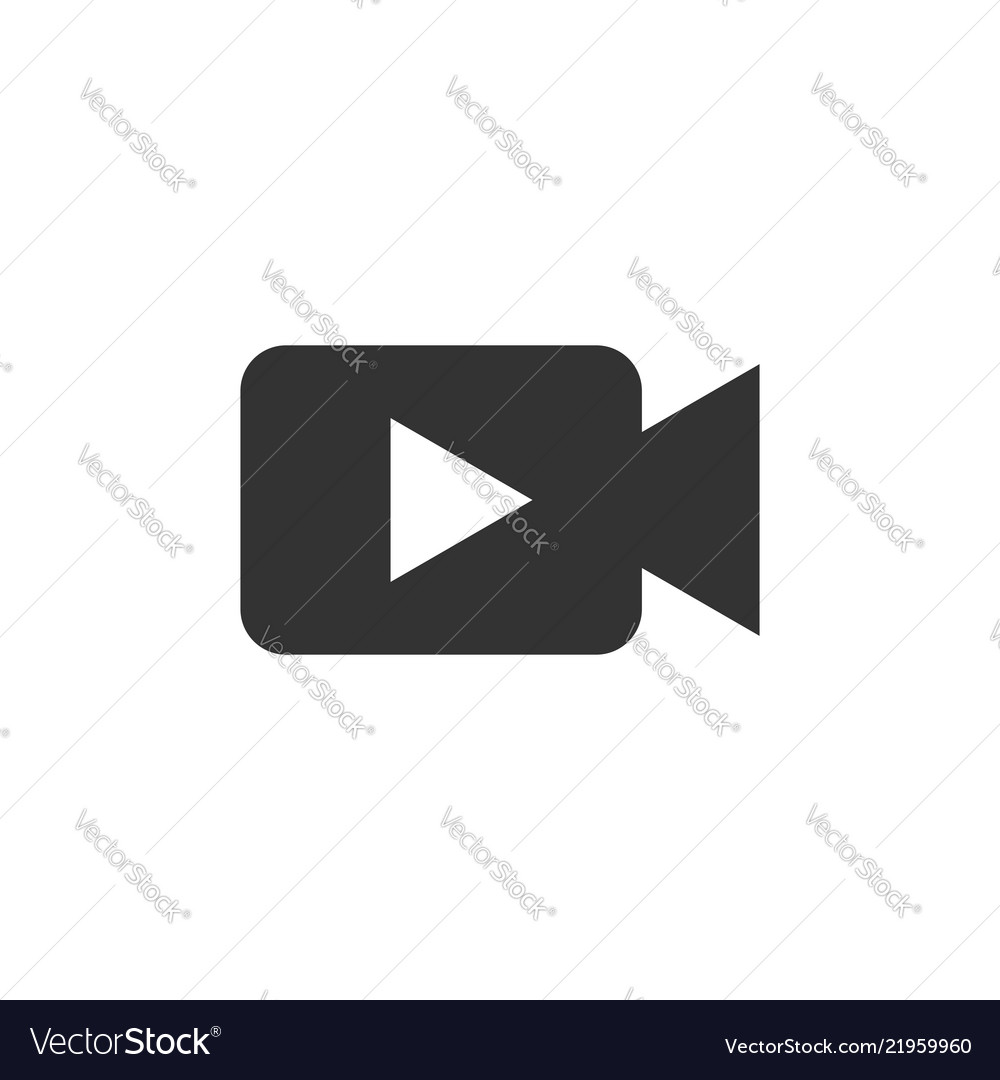 Video camera icon in flat style movie play