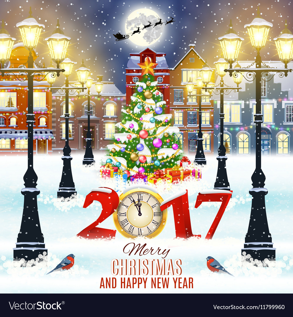 Winter City Christmas Scene