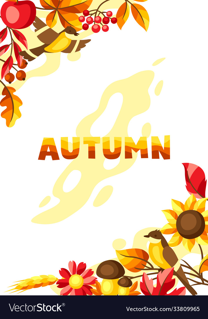 Autumn background with seasonal leaves and items