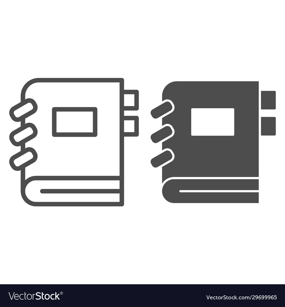 Closed notebook line and solid icon exercise book Vector Image Closed notebook line and solid icon exercise book