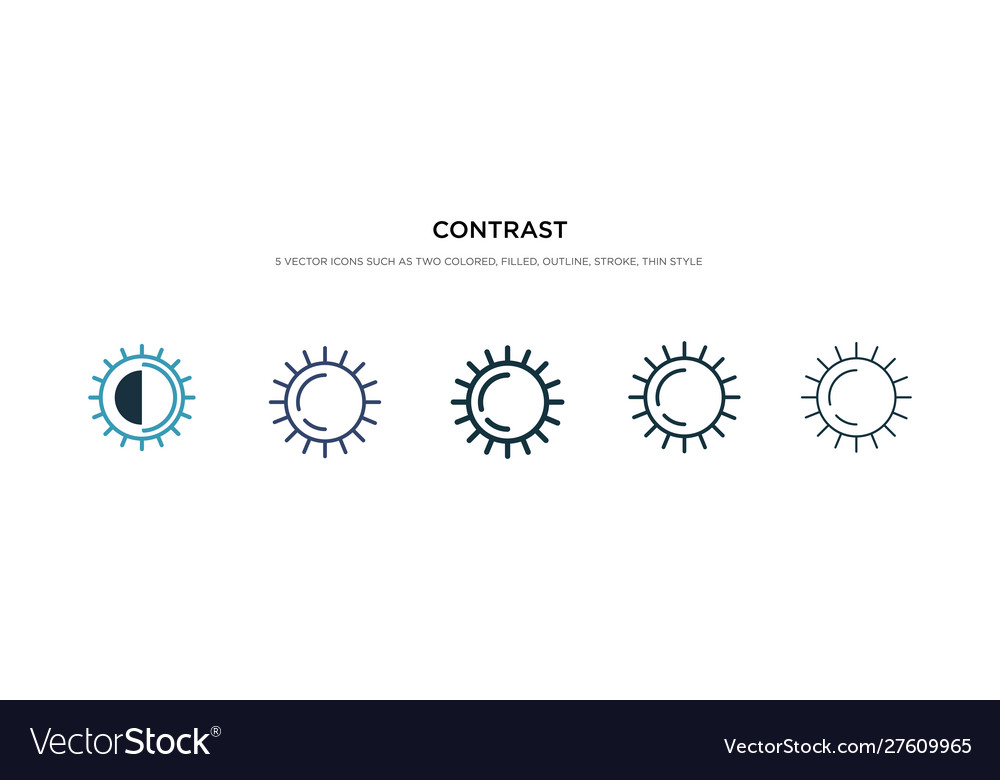 Contrast icon in different style two colored Vector Image Contrast icon in different style two colored