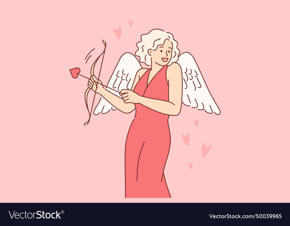 Cupid woman dressed up with wings for valentine Vector Image