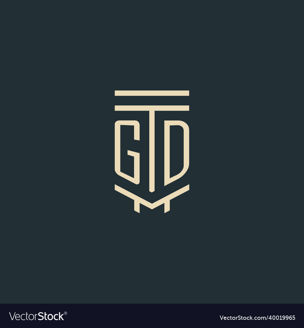 Gd initial monogram with simple line art pillar