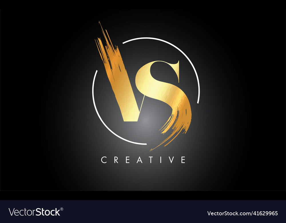 Golden vs brush stroke letter logo design black Vector Image