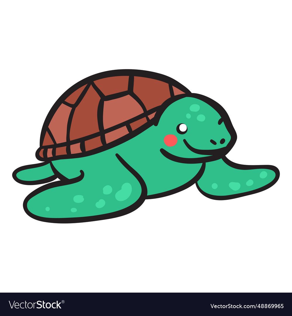 Green sea turtle smiling front view Royalty Free Vector